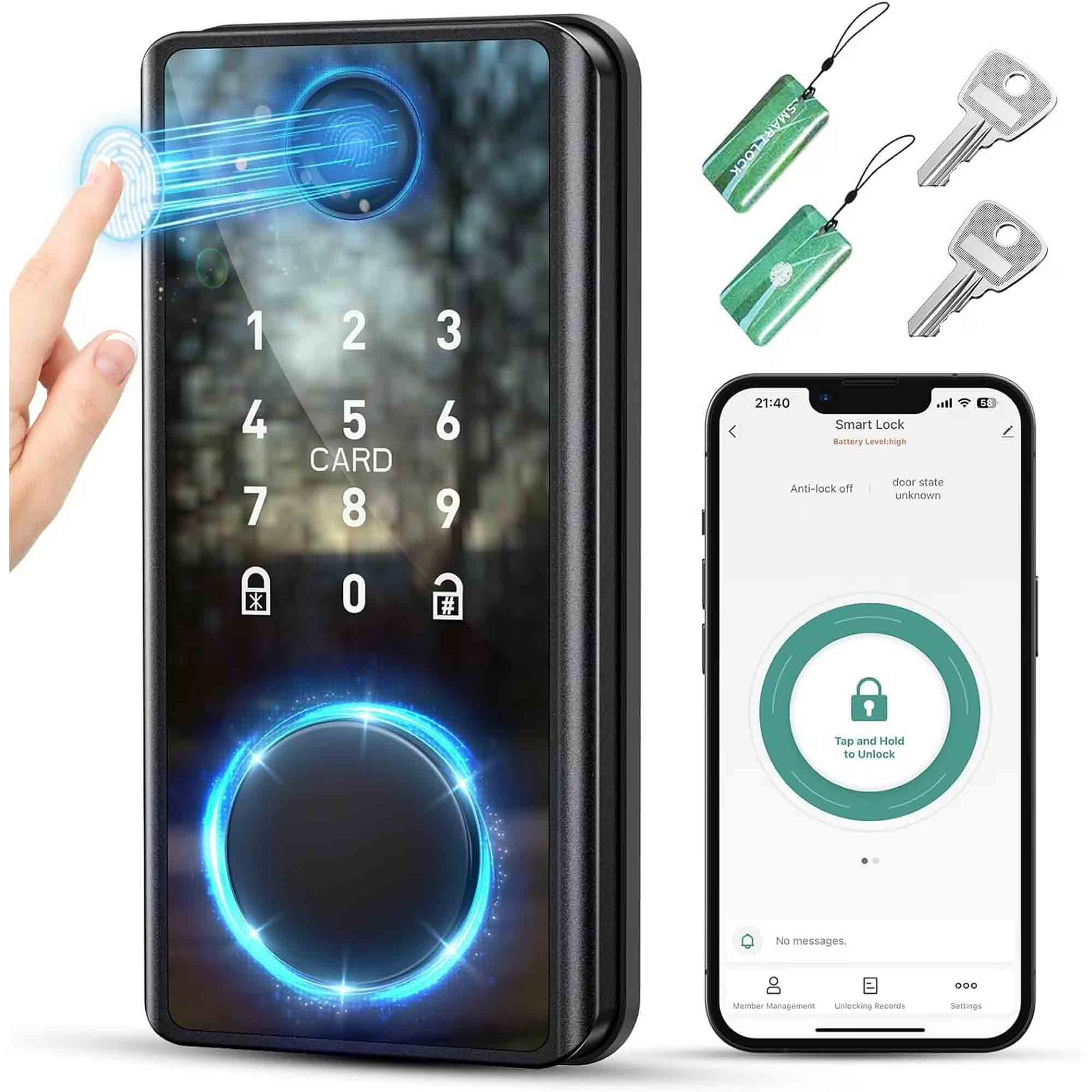 Aixiqee Keyless Entry Door Lock featuring Keypad and Fingerprint - Hig