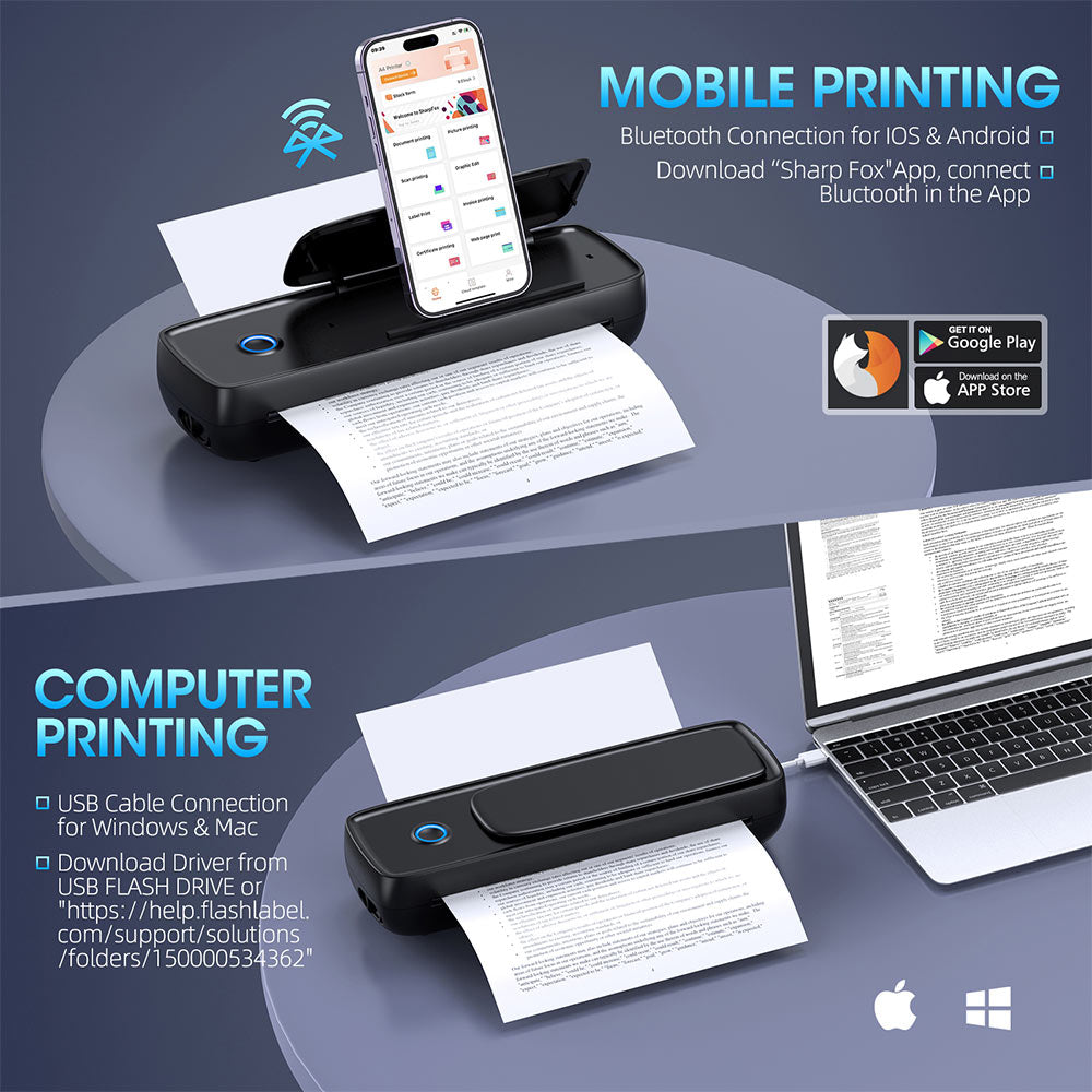 Aixiqee A81 Portable Thermal Printer with Phone Holder