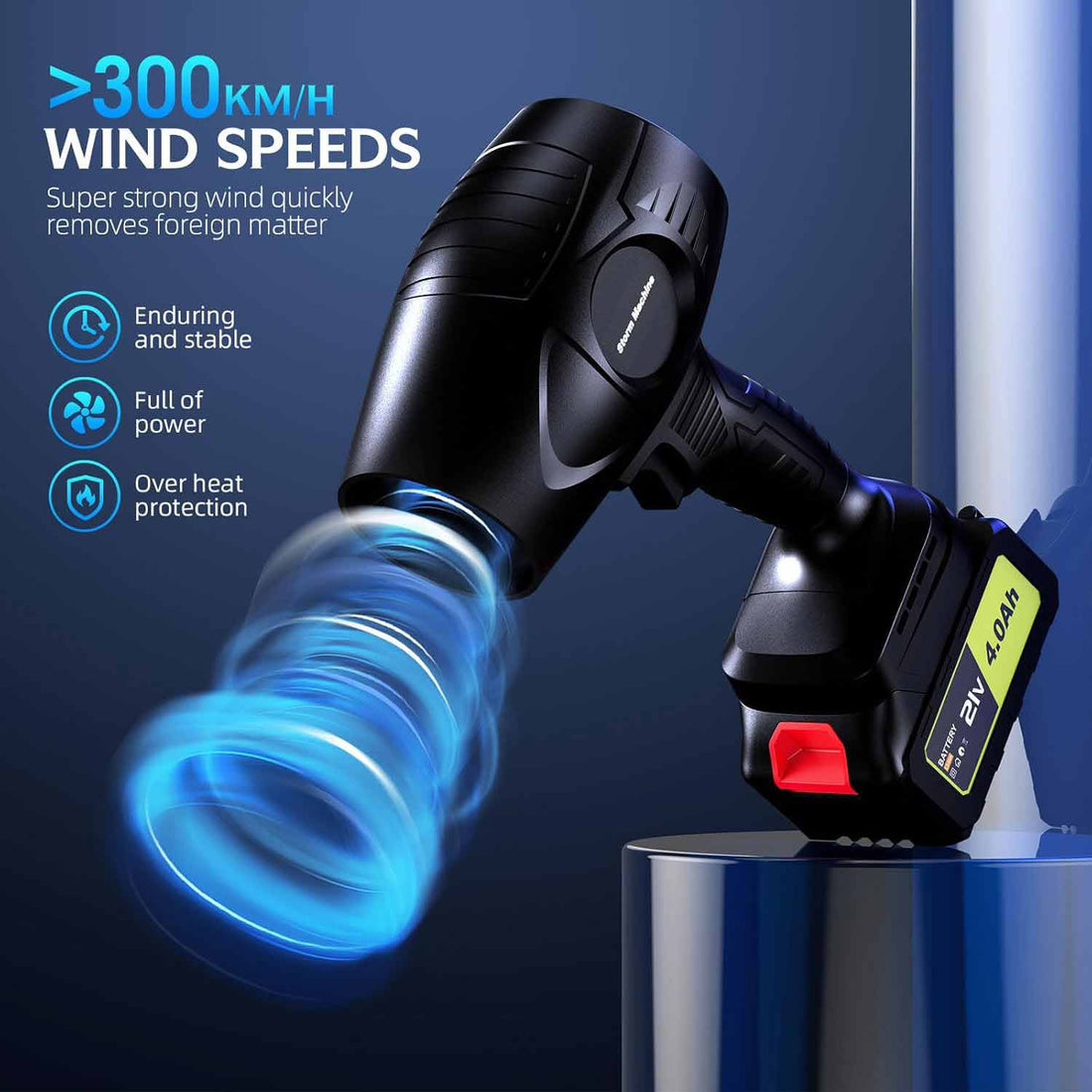 Aixiqee Electric Cordless Leaf Blower - 300K RPM, 2x4.0Ah Batteries & Charger. Ideal for Patio Cleaning, Lawn Care. Blows Leaves & Dust. Handheld, Lightweight.Black
